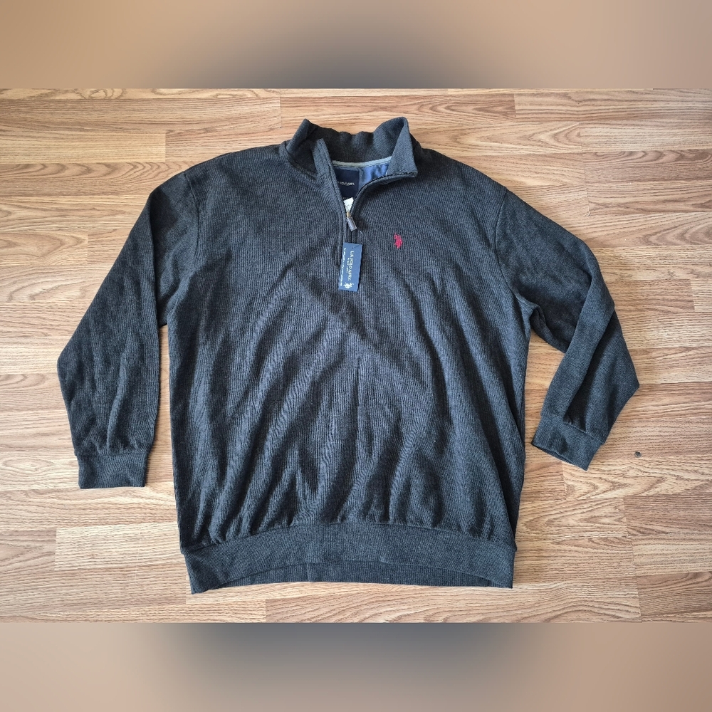 U.S. Polo Assn. Black Heather Men's Quarter Zip Sweater